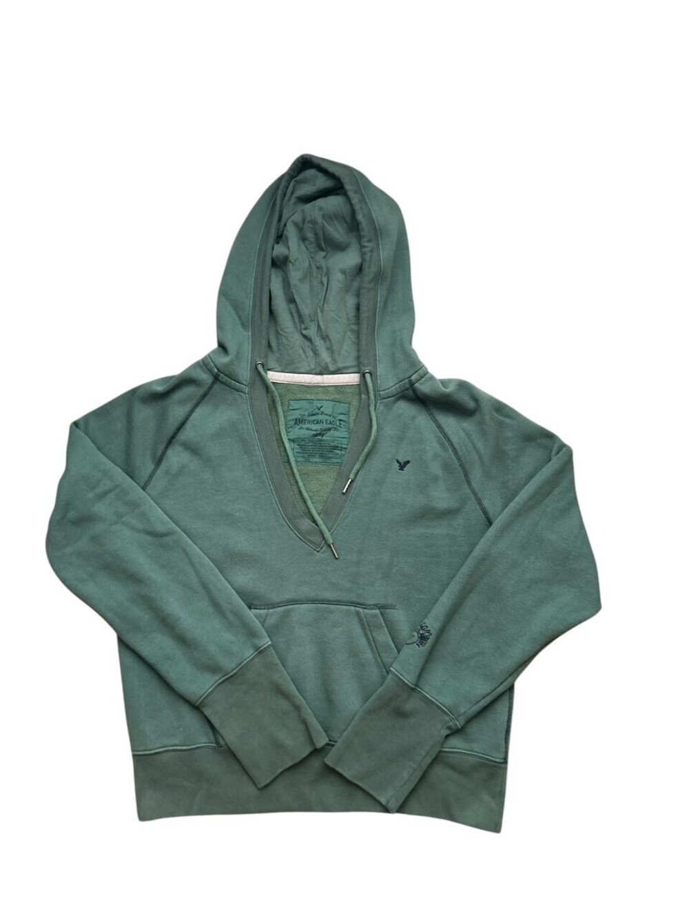 Vintage American Eagle Hoodie Green Size XL V Neck Y2K Indie Academia